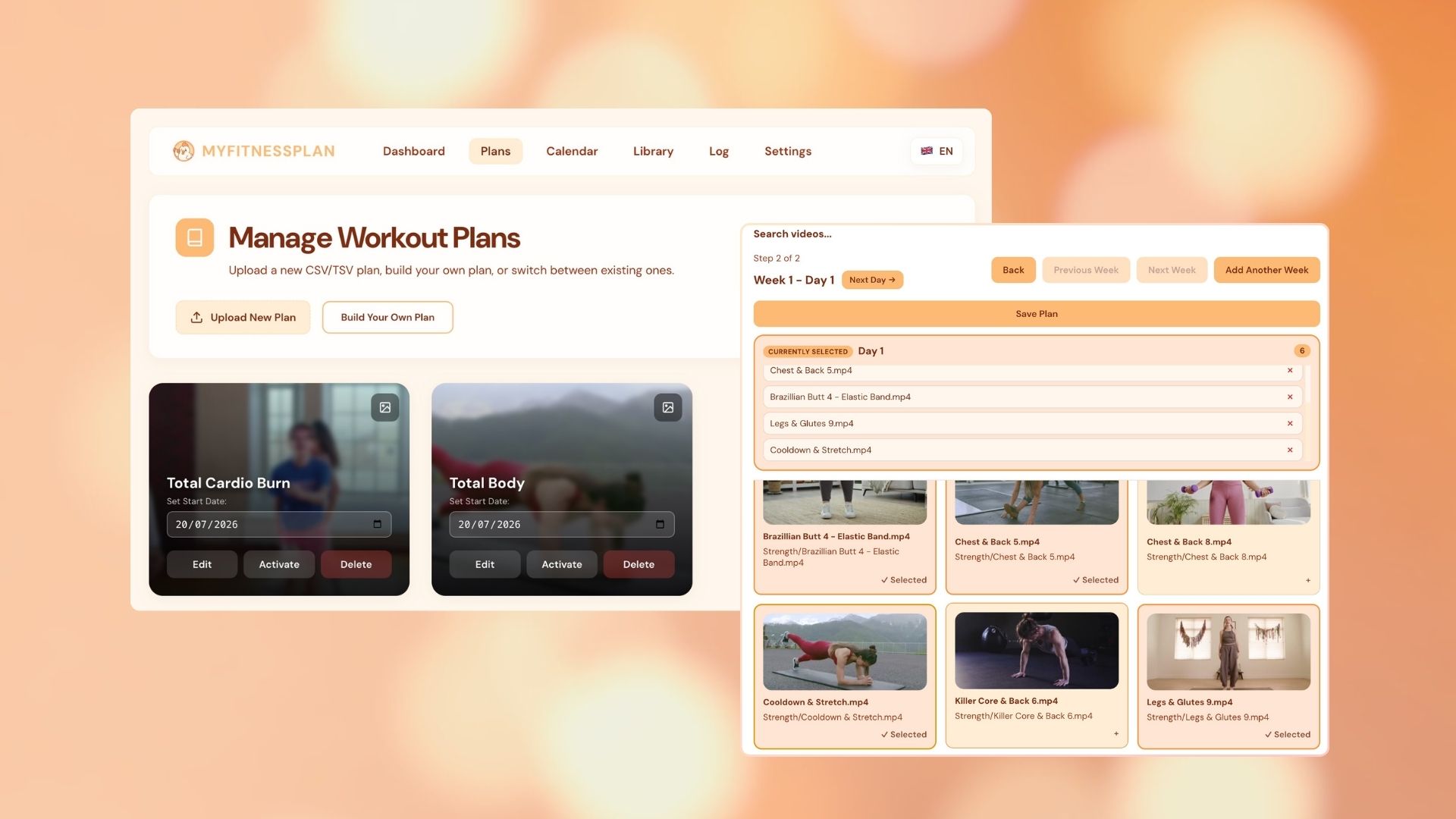 Managing multiple workout plans